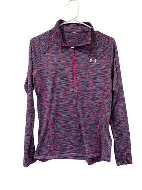 Under Armour Women's Pink Blue Space-Dye Quarter Zip Pullover
